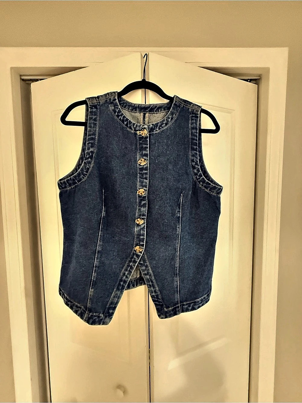 Blue Denim Button Front Vest Size XL